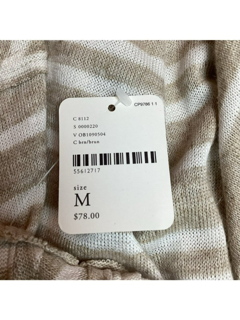 Free People Striped Linen-Blend Lightweight Sweater Top Size M Tan/Brown NEW - Picture 15 of 15